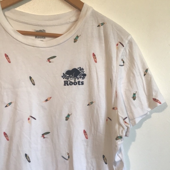 Roots all over surf print T-shirt unisex XL white - Picture 2 of 9